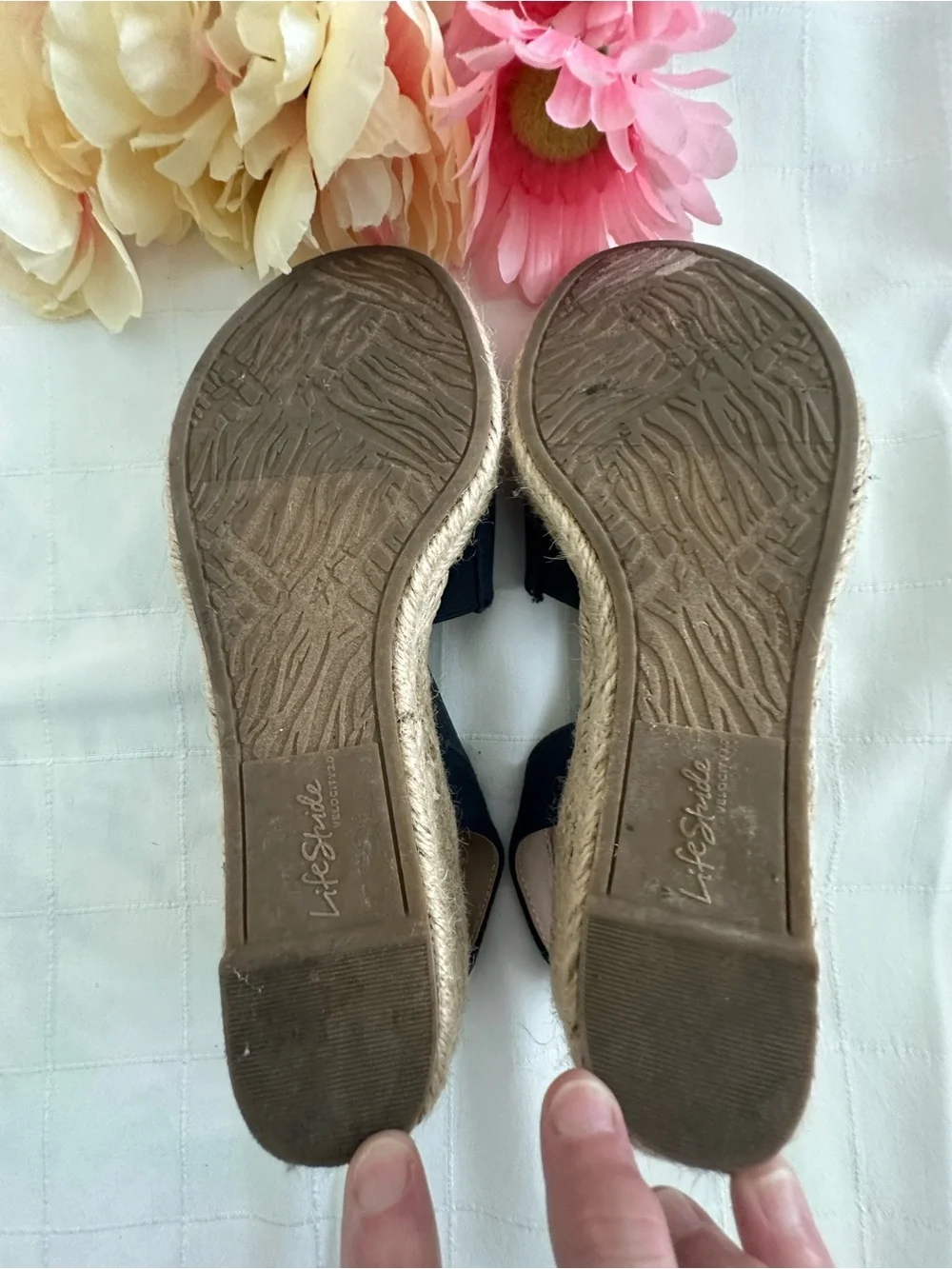 Life Stride Navy Canvas Slingback Espadrille Wedges